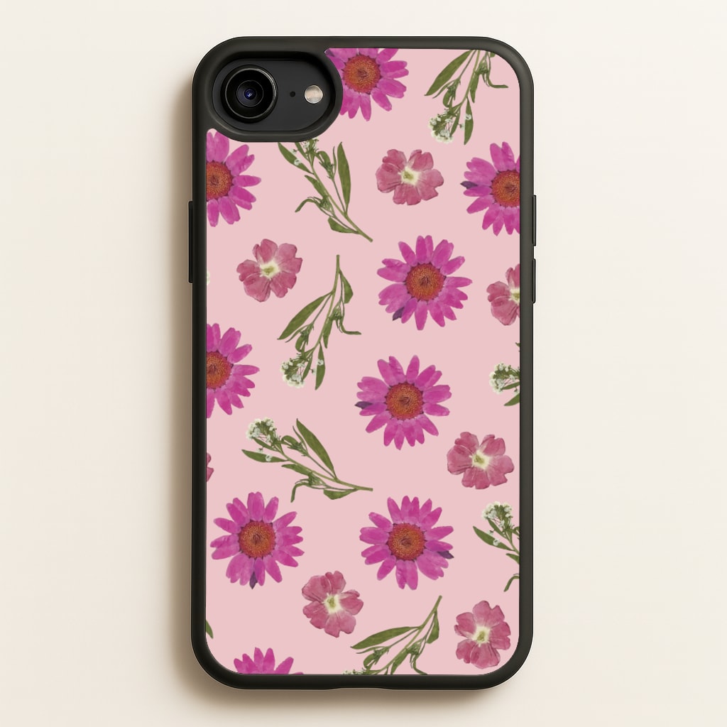 Pressed Pink Flowers Pattern - Floral Phone Case for iPhone 6 / 7 / 8 / SE
