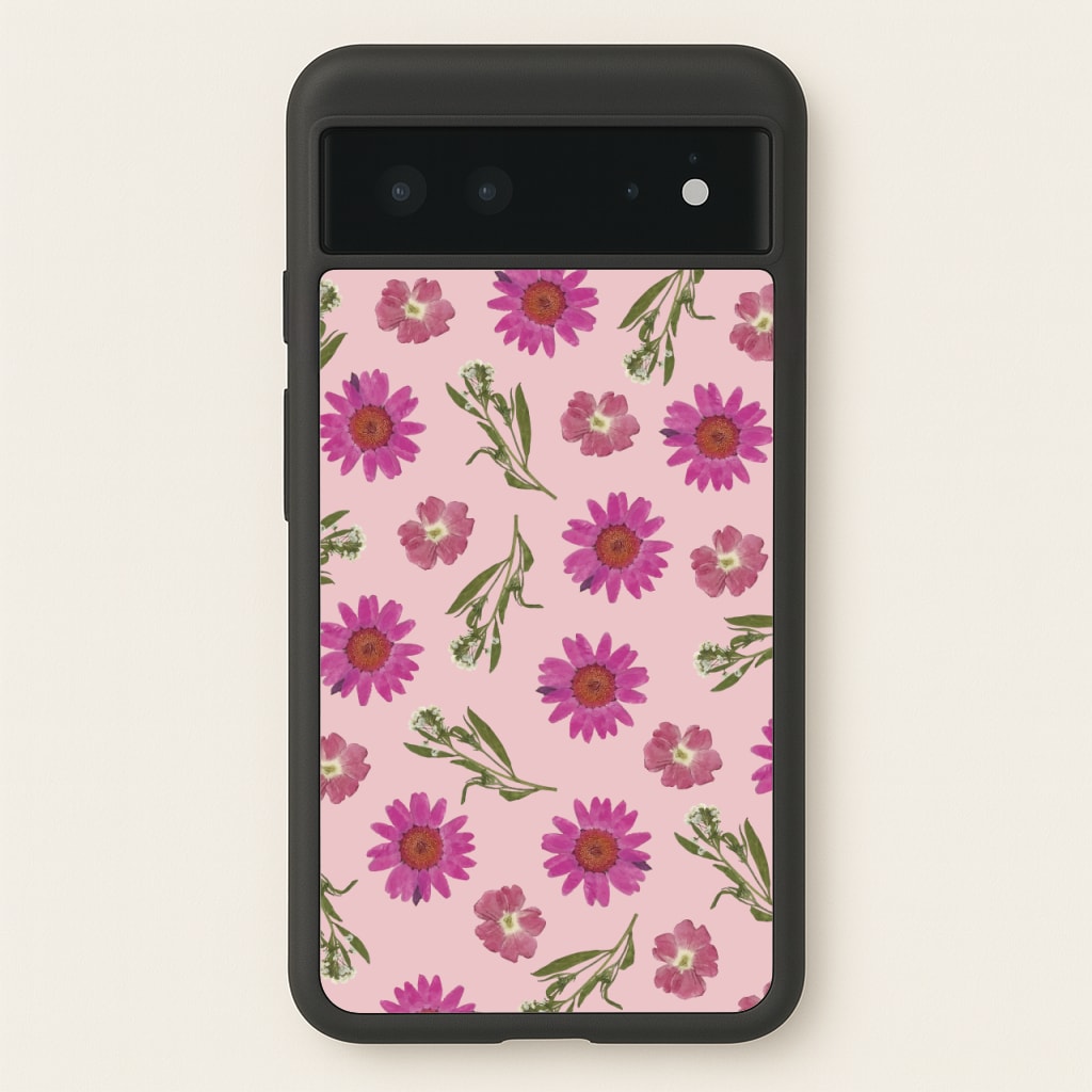 Pressed Pink Flowers Pattern - Floral Phone Case for Google Pixel 6