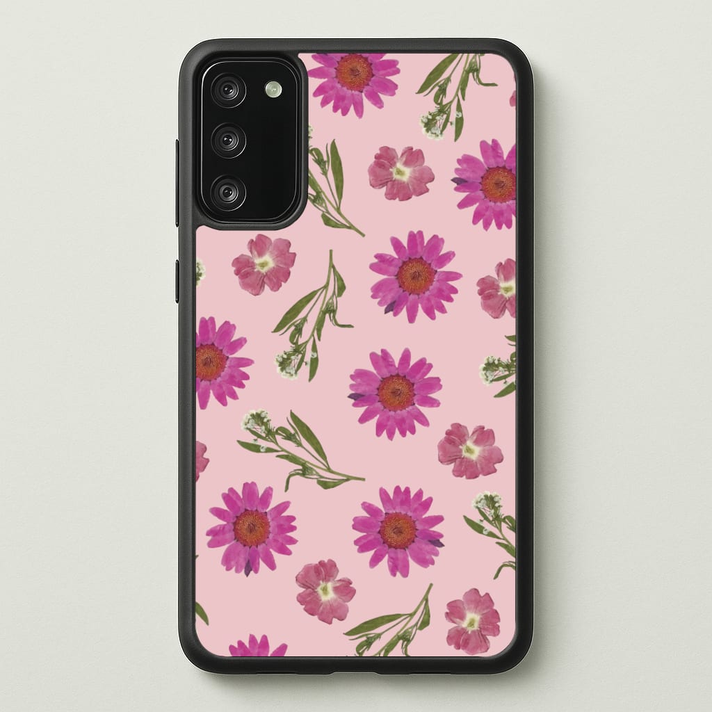 Pressed Pink Flowers Pattern - Floral Phone Case for Galaxy S20FE