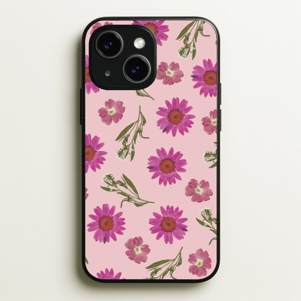 Pressed Pink Flowers Pattern - Floral Phone Case for iPhone 14 Plus