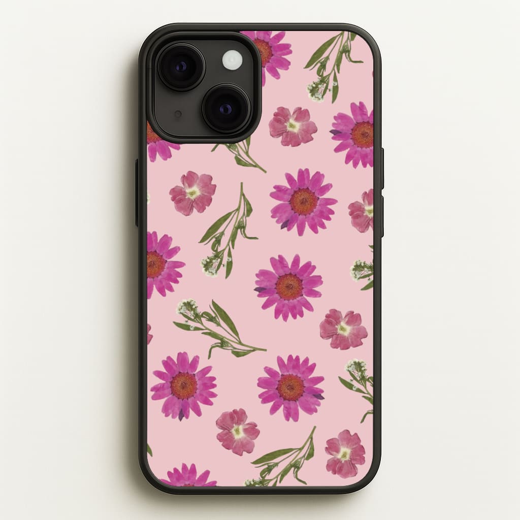 Pressed Pink Flowers Pattern - Floral Phone Case for iPhone 13 Mini