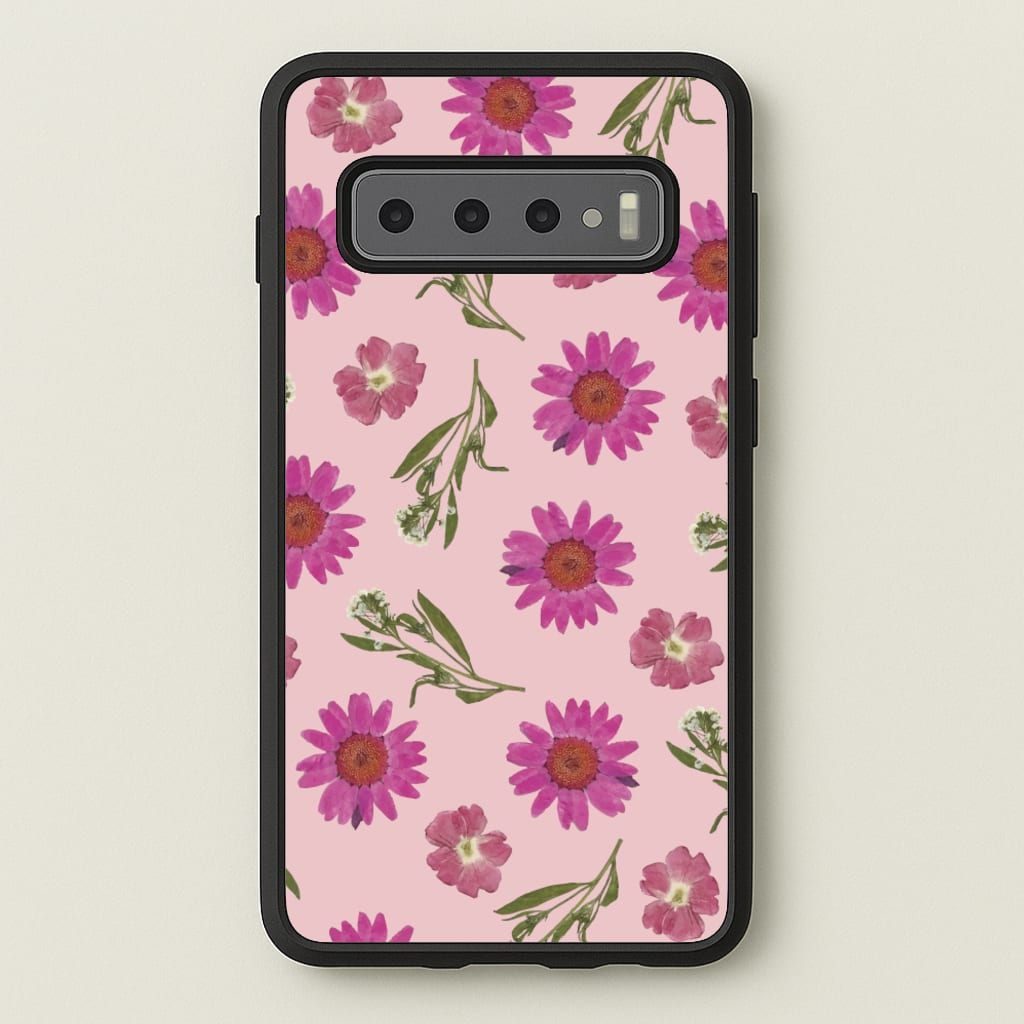 Pressed Pink Flowers Pattern - Floral Phone Case for Galaxy S10