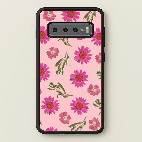 Pressed Pink Flowers Pattern - Floral Phone Case for Galaxy S10