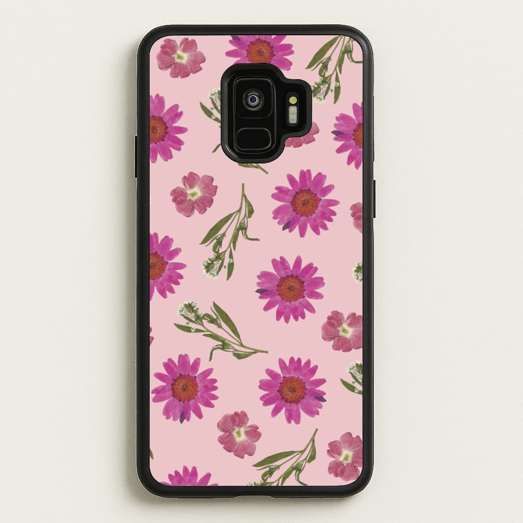 Pressed Pink Flowers Pattern - Floral Phone Case for Galaxy S9