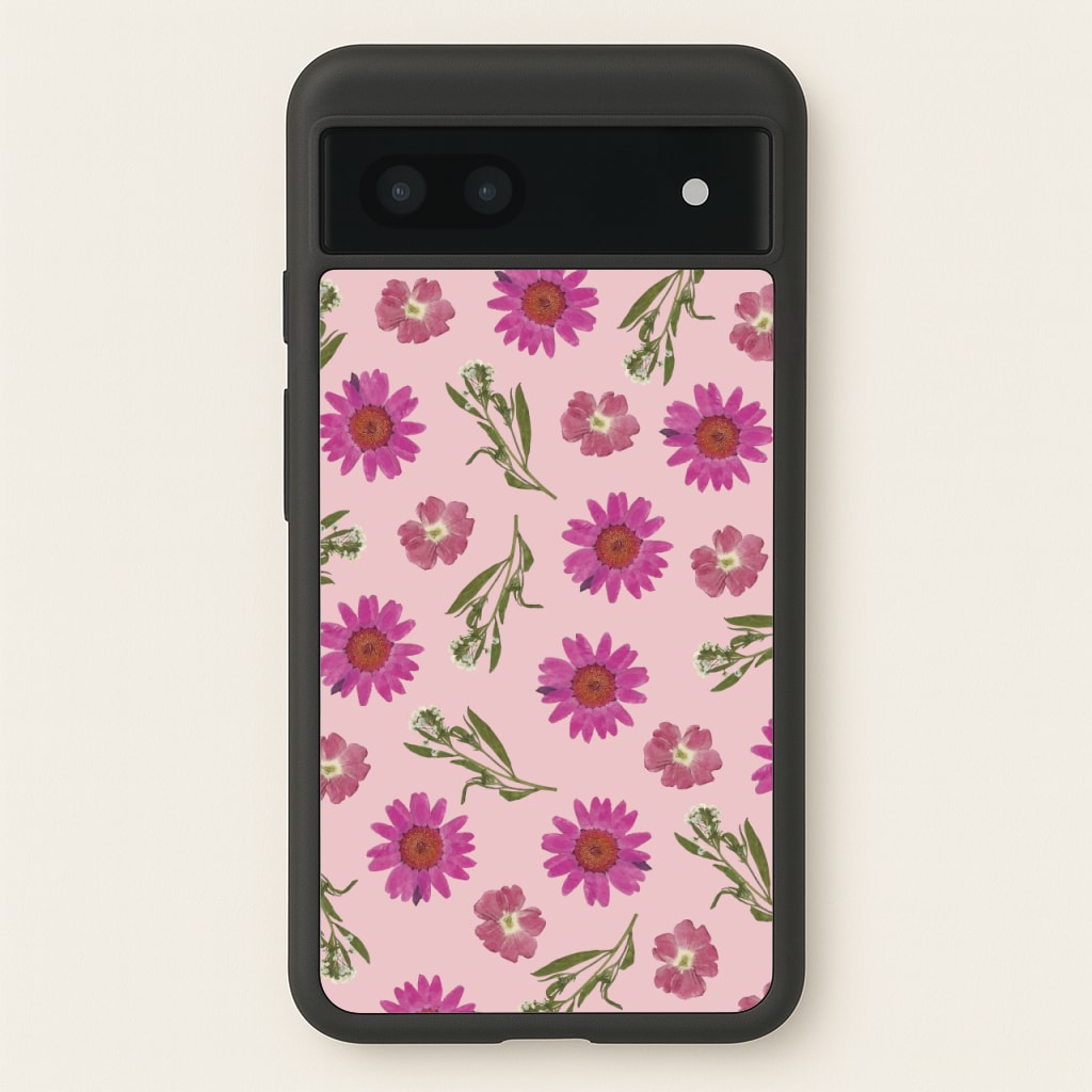 Pressed Pink Flowers Pattern - Floral Phone Case for Google Pixel 7a