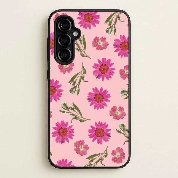Pressed Pink Flowers Pattern - Floral Phone Case for Galaxy A54