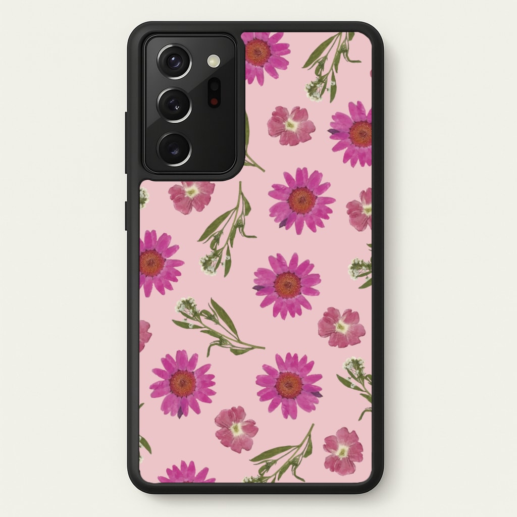 Pressed Pink Flowers Pattern - Floral Phone Case for Galaxy Note 20 Ultra