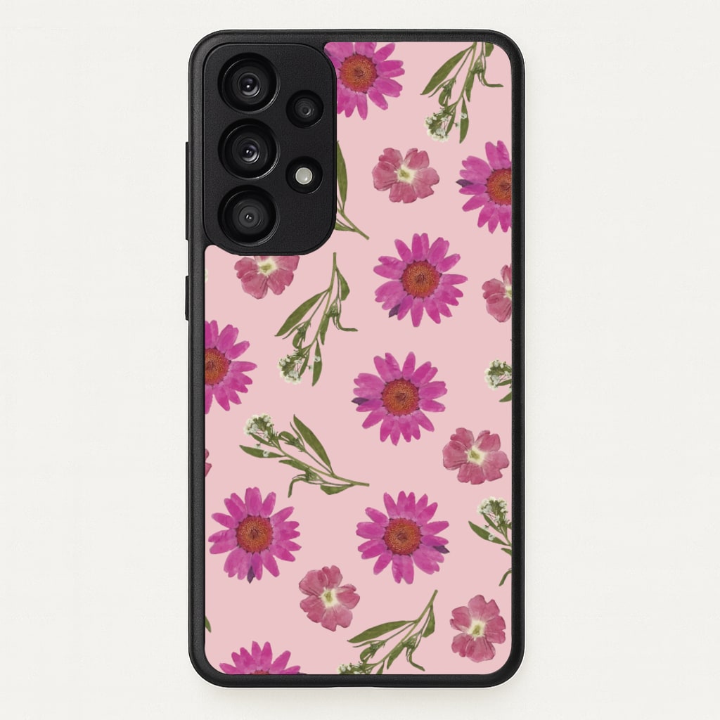Pressed Pink Flowers Pattern - Floral Phone Case for Galaxy A53
