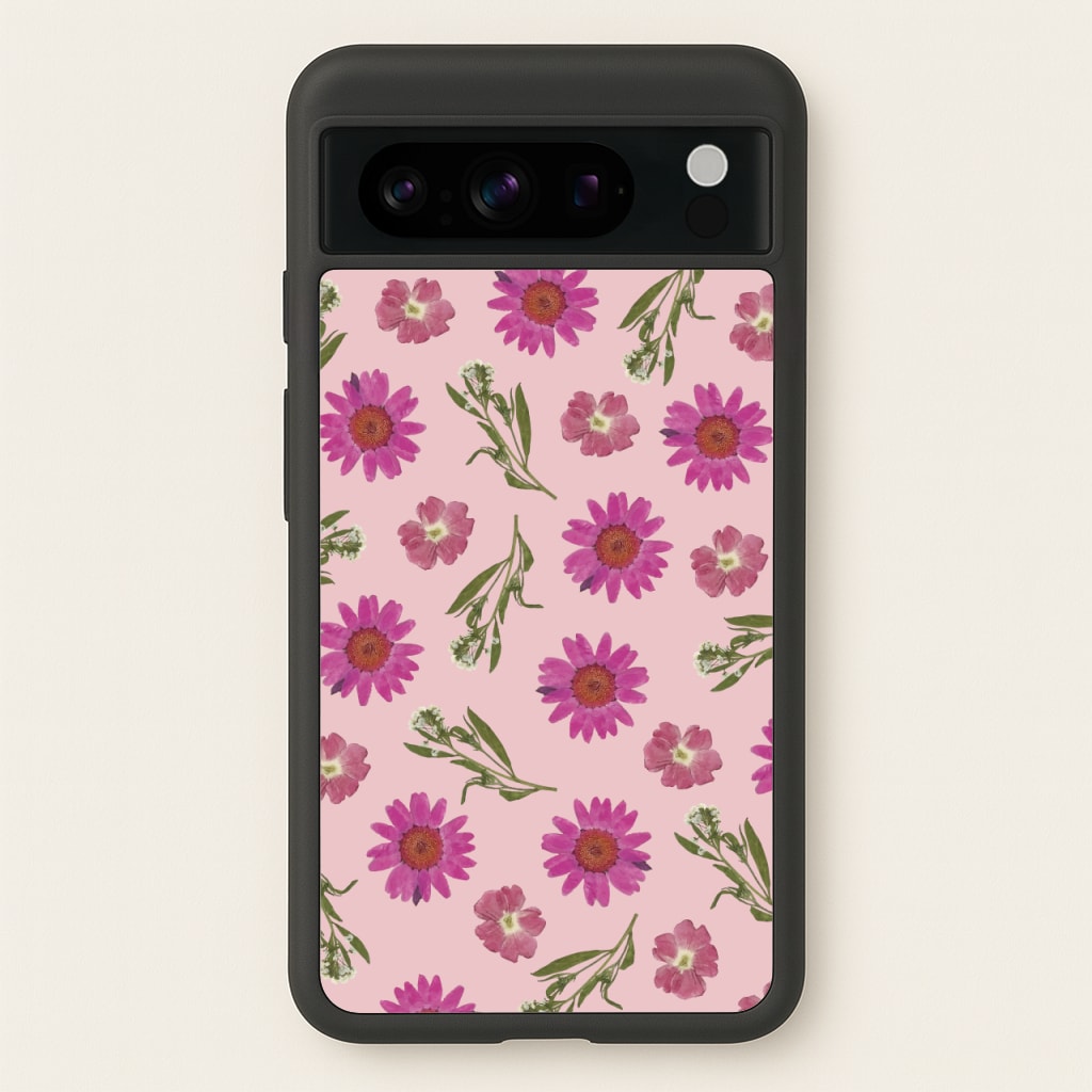 Pressed Pink Flowers Pattern - Floral Phone Case for Google Pixel 8 Pro