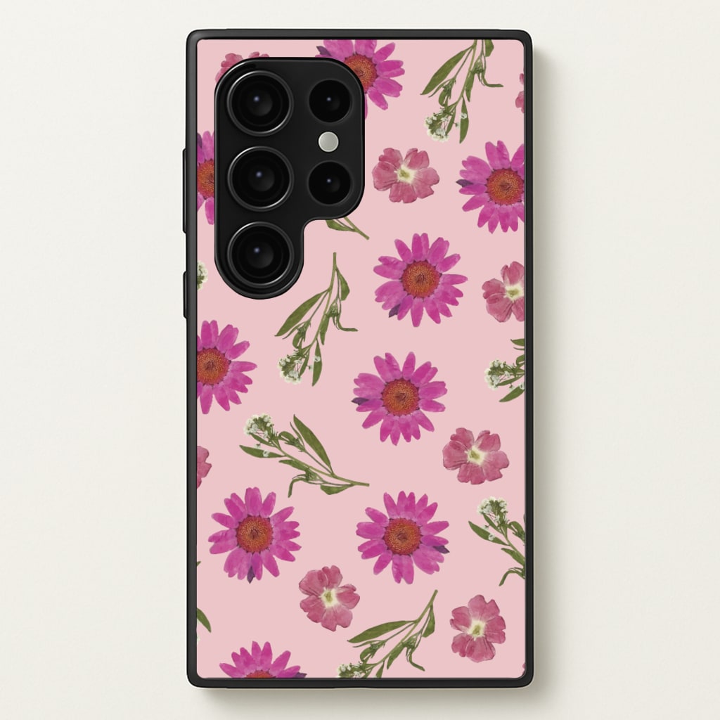Pressed Pink Flowers Pattern - Floral Phone Case for Galaxy S24 Ultra