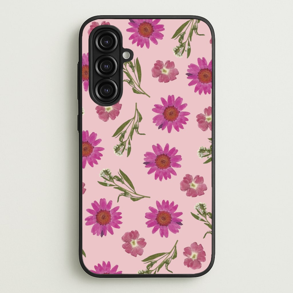 Pressed Pink Flowers Pattern - Floral Phone Case for Galaxy A16