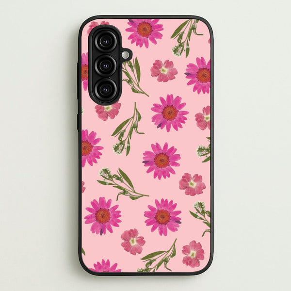 Pressed Pink Flowers Pattern - Floral Phone Case for Galaxy A16