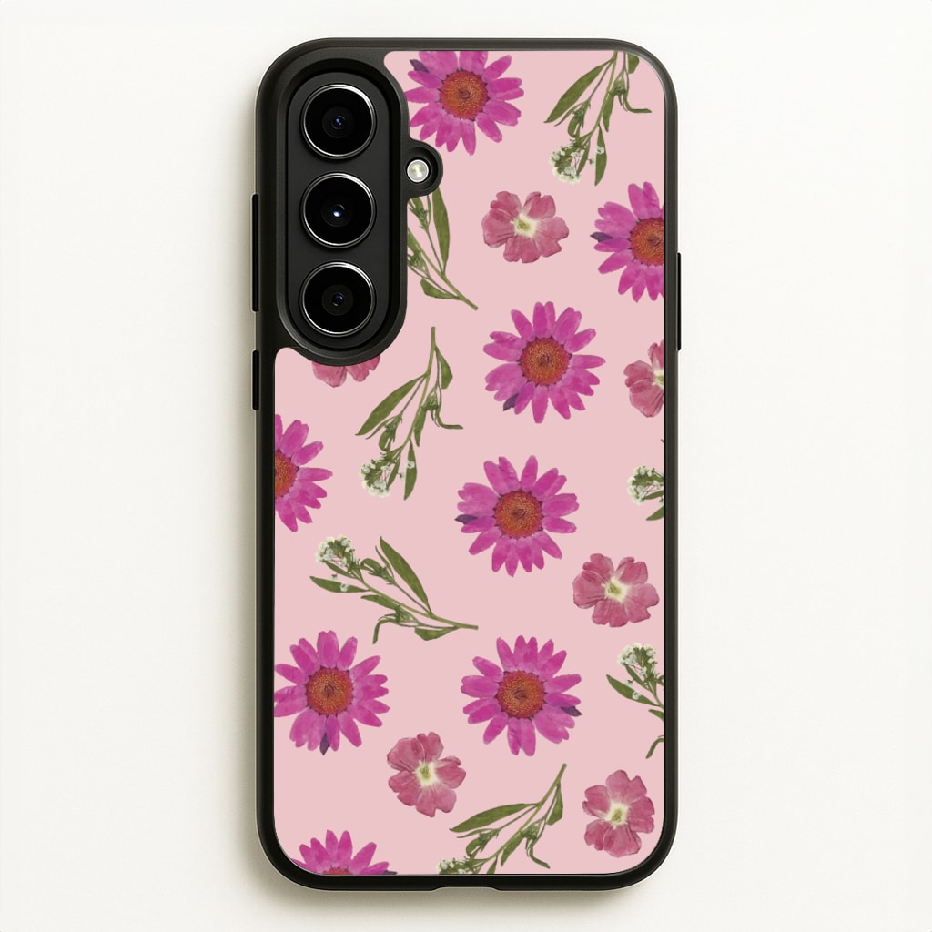 Pressed Pink Flowers Pattern - Floral Phone Case for Galaxy A56