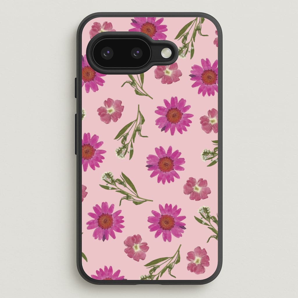 Pressed Pink Flowers Pattern - Floral Phone Case for Google Pixel 9a