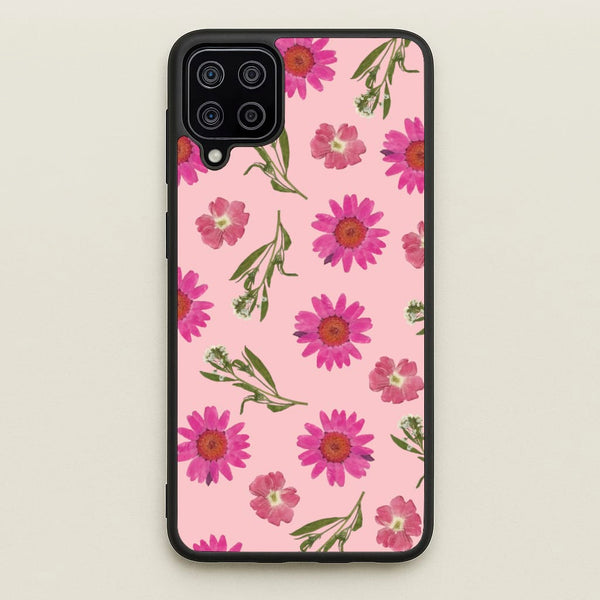 Pressed Pink Flowers Pattern - Floral Phone Case for Galaxy A12