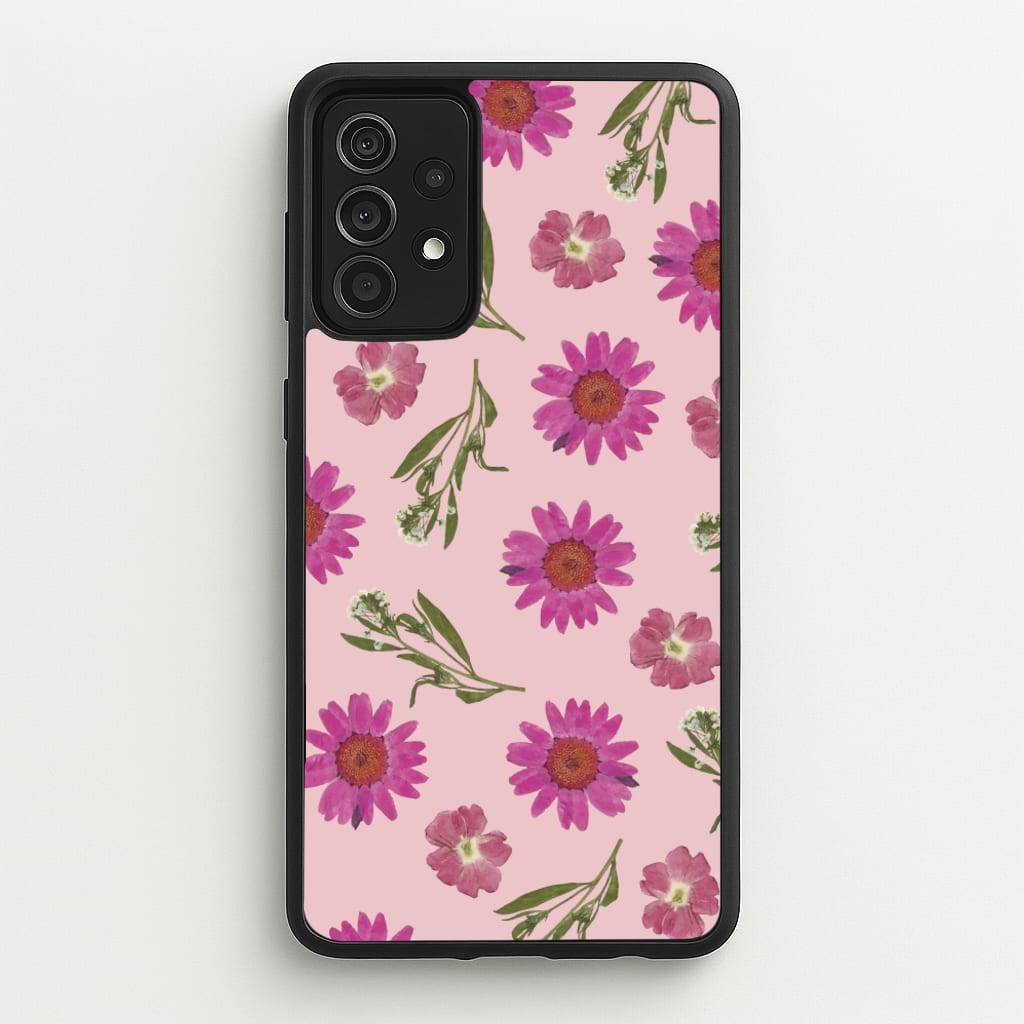 Pressed Pink Flowers Pattern - Floral Phone Case for Galaxy A52 / A52s