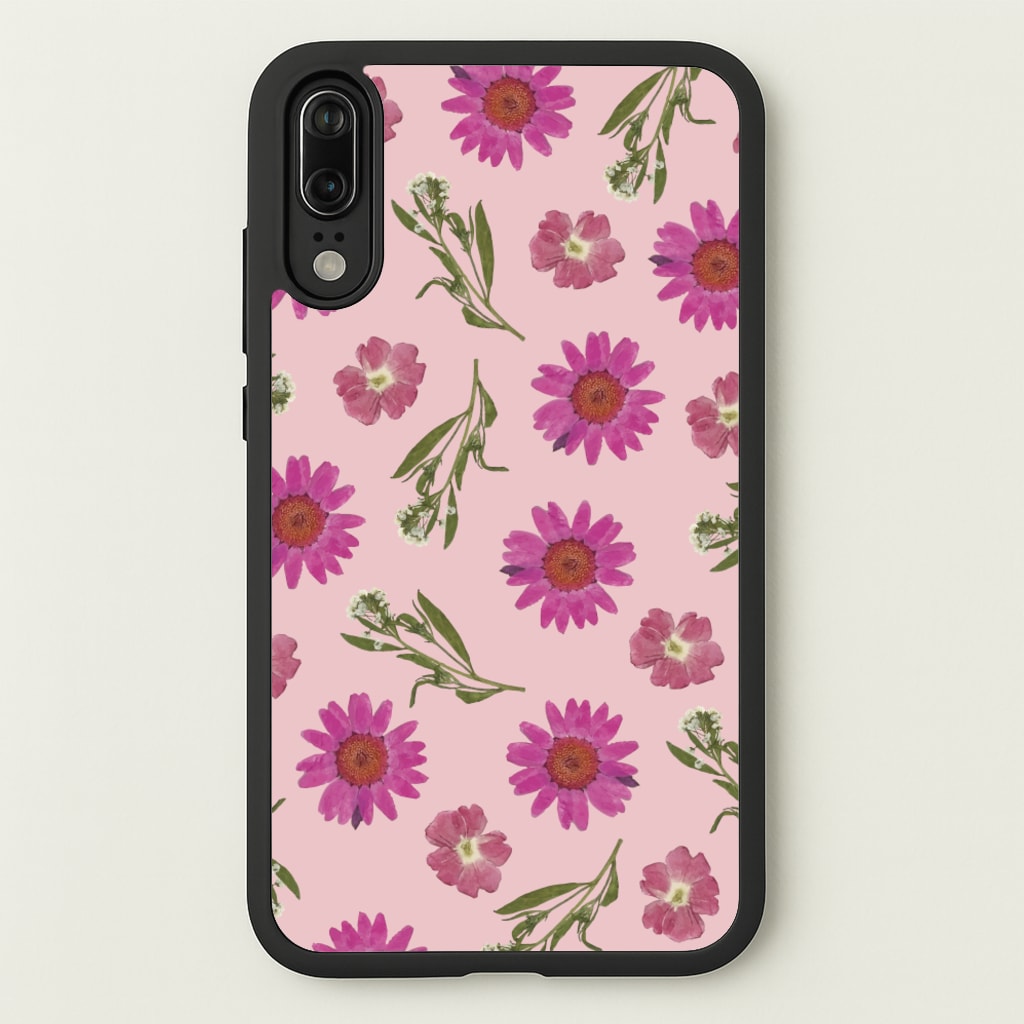 Pressed Pink Flowers Pattern - Floral Phone Case for Huawei P20