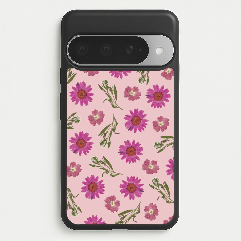 Pressed Pink Flowers Pattern Phone Case for Google Pixel 10 Pro XL