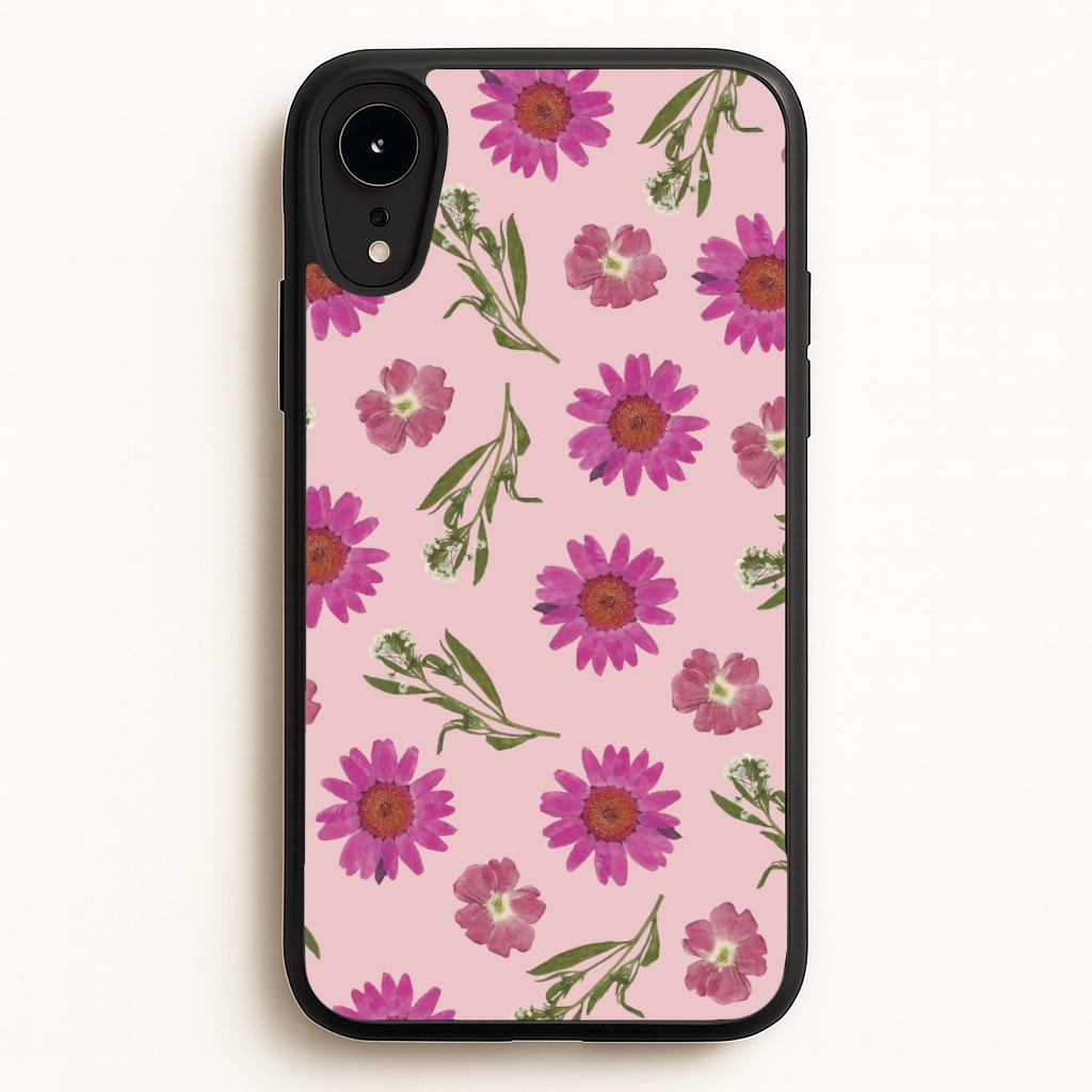 Pressed Pink Flowers Pattern - Floral Phone Case for iPhone XR