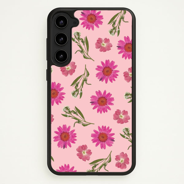 Pressed Pink Flowers Pattern - Floral Phone Case for Galaxy S23 Plus