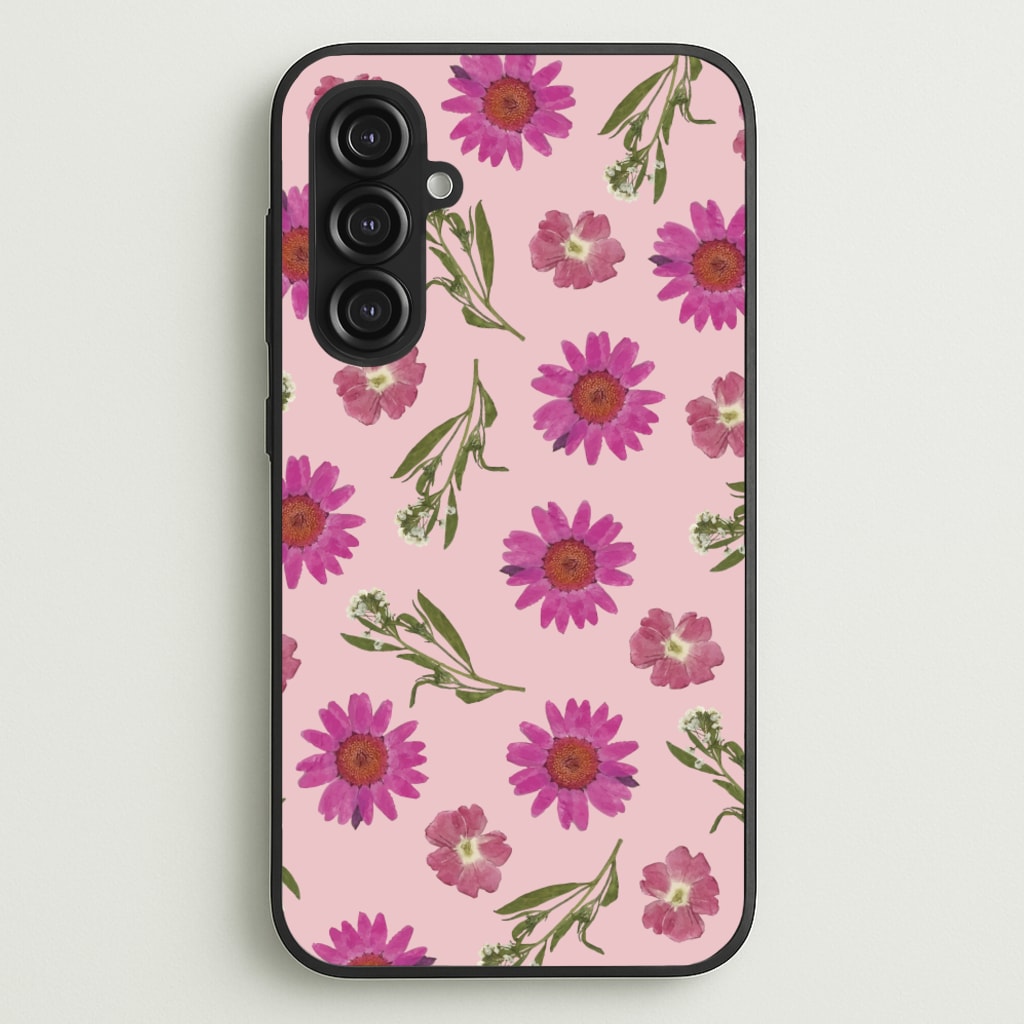 Pressed Pink Flowers Pattern - Floral Phone Case for Galaxy S23FE