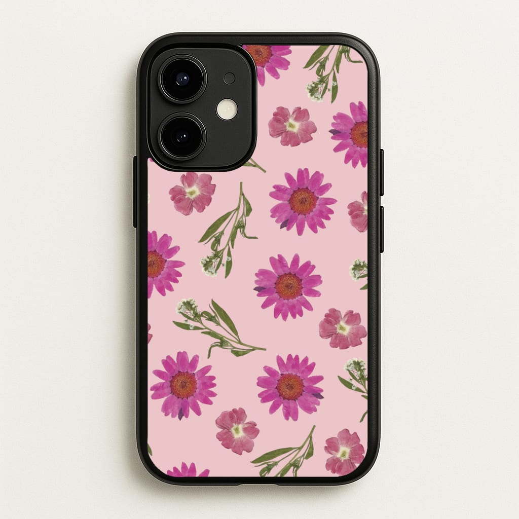 Pressed Pink Flowers Pattern - Floral Phone Case for iPhone 12 Mini