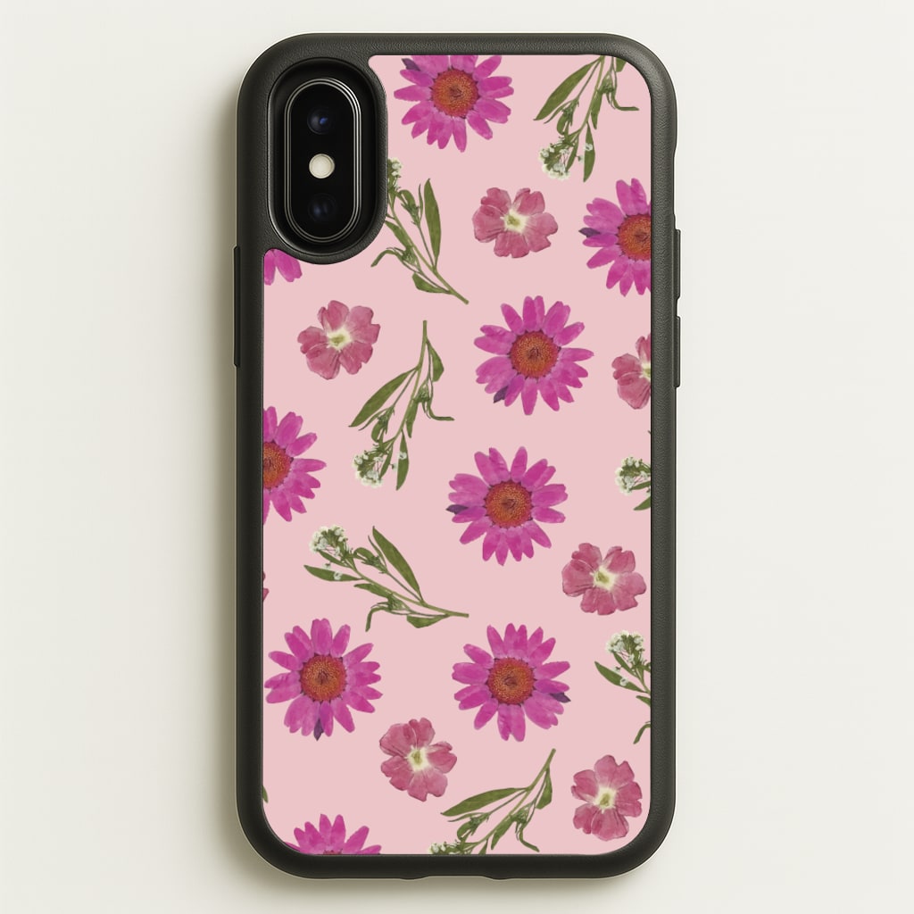 Pressed Pink Flowers Pattern - Floral Phone Case for iPhone X / XS