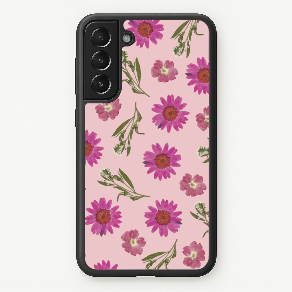 Pressed Pink Flowers Pattern - Floral Phone Case for Galaxy S21