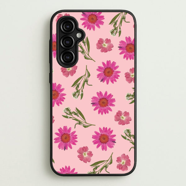 Pressed Pink Flowers Pattern - Floral Phone Case for Galaxy A14