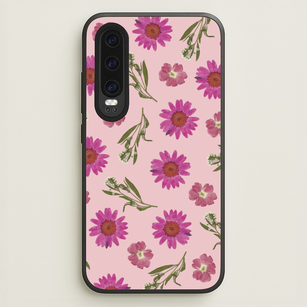 Pressed Pink Flowers Pattern - Floral Phone Case for Huawei P30