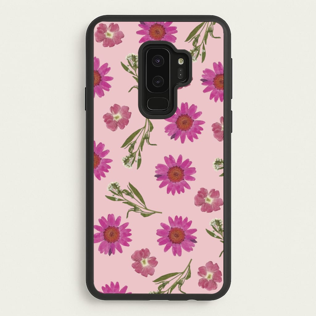Pressed Pink Flowers Pattern - Floral Phone Case for Galaxy S9 Plus