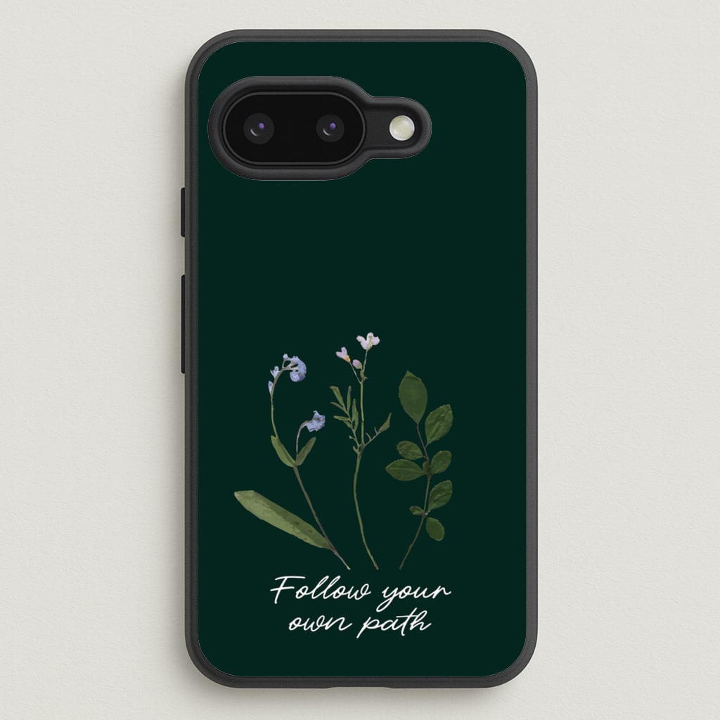 Follow Your Own Path Dark Green - Floral Phone Case for Google Pixel 9a