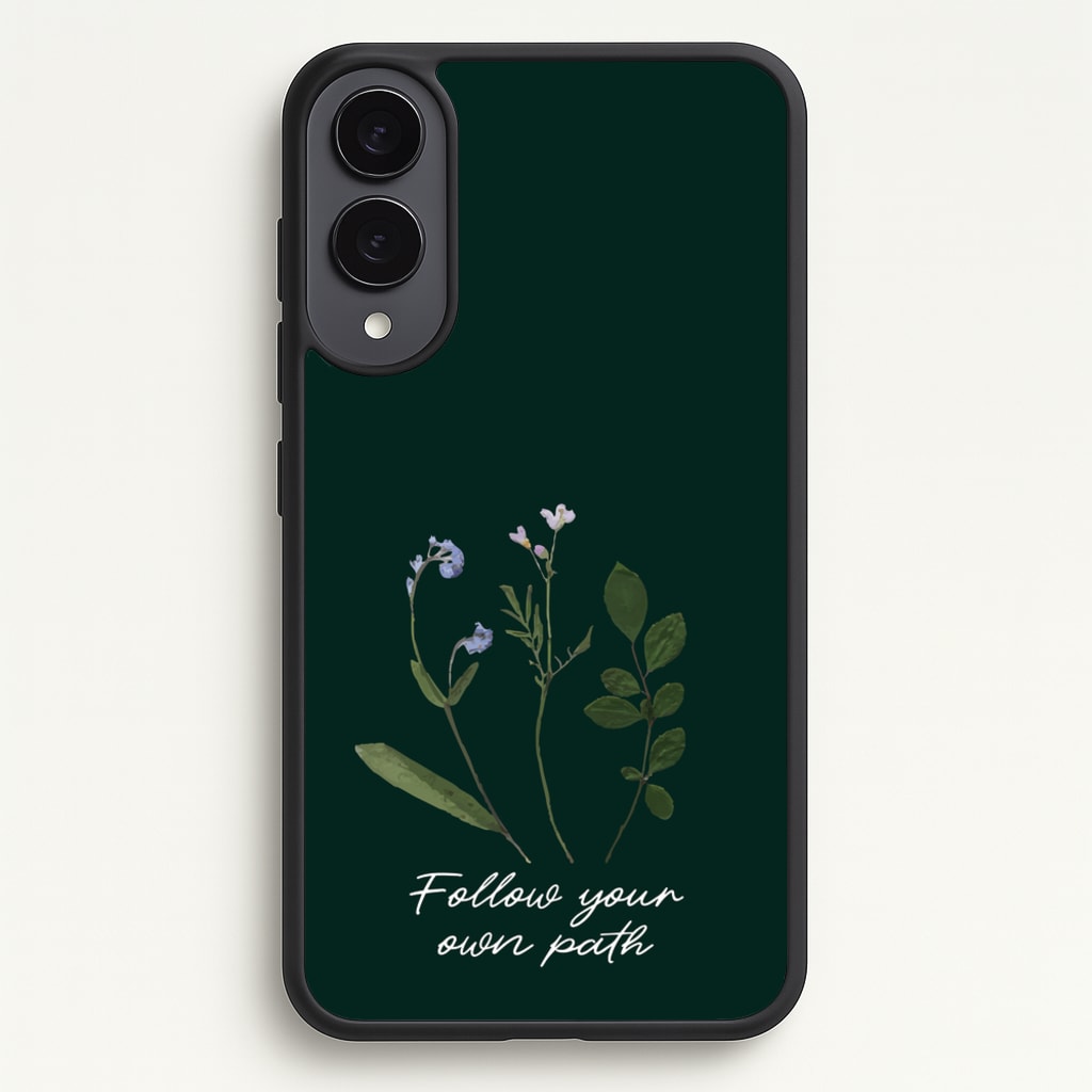 Follow Your Own Path Dark Green - Floral Phone Case for Galaxy S25 Edge