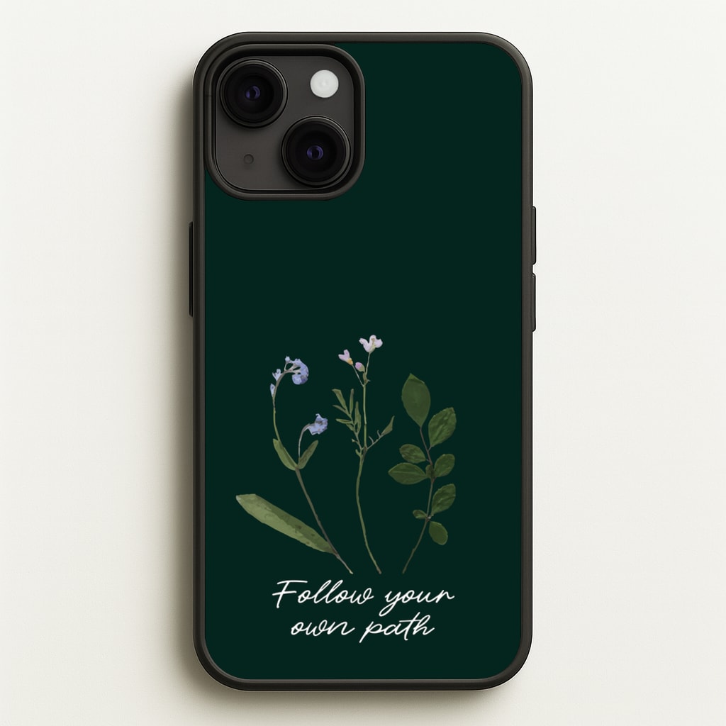 Follow Your Own Path Dark Green - Floral Phone Case for iPhone 13 Mini