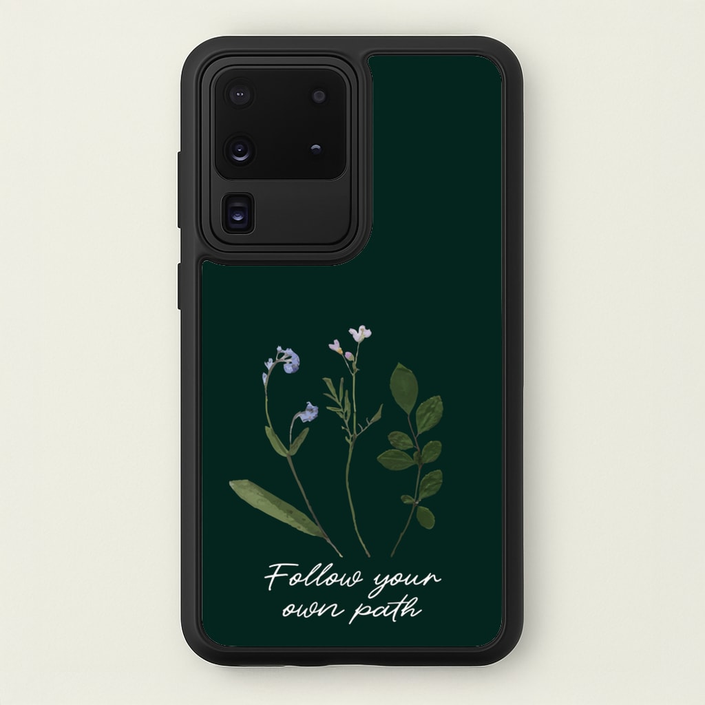Follow Your Own Path Dark Green - Floral Phone Case for Galaxy S20 Ultra