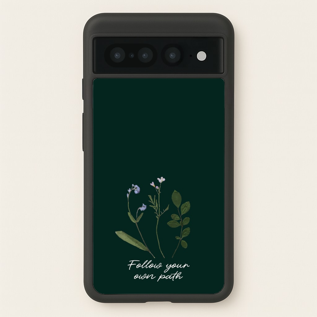 Follow Your Own Path Dark Green - Floral Phone Case for Google Pixel 7 Pro