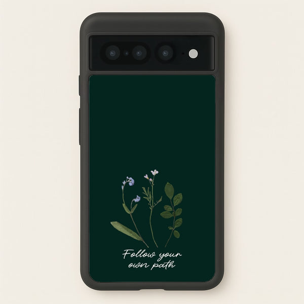 Follow Your Own Path Dark Green - Floral Phone Case for Google Pixel 7 Pro