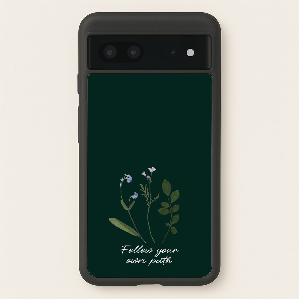 Follow Your Own Path Dark Green - Floral Phone Case for Google Pixel 7