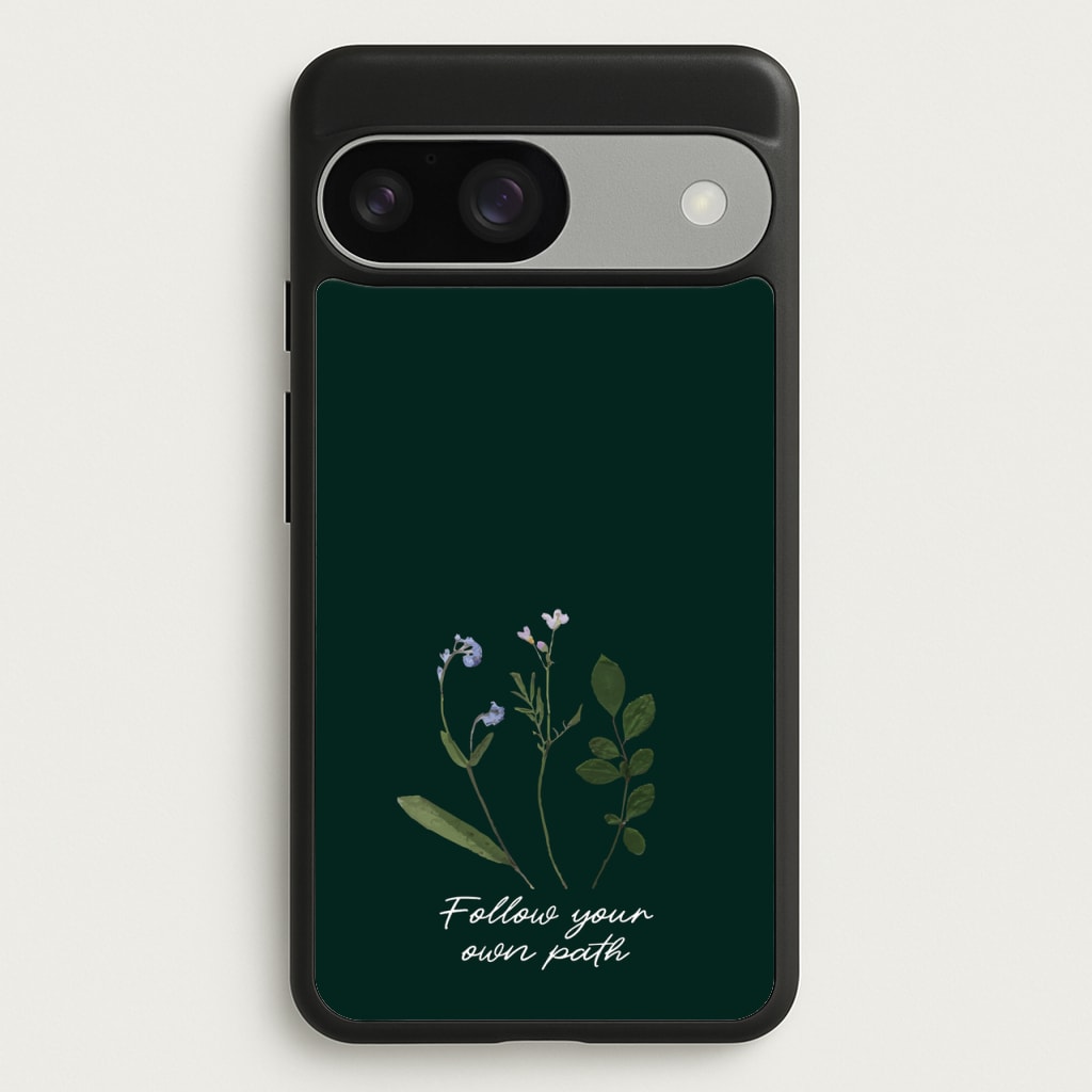 Follow Your Own Path Dark Green - Floral Phone Case for Google Pixel 9 / 9 Pro