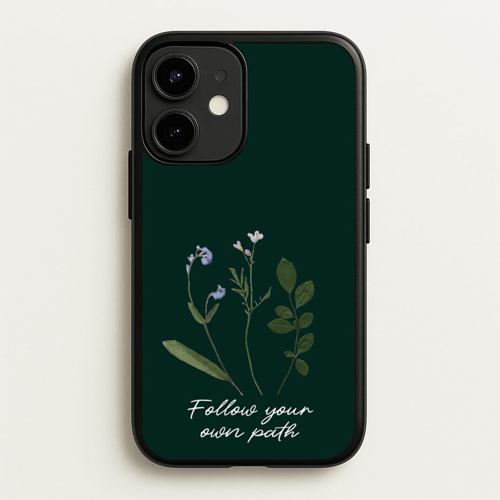 Follow Your Own Path Dark Green - Floral Phone Case for iPhone 12 Mini