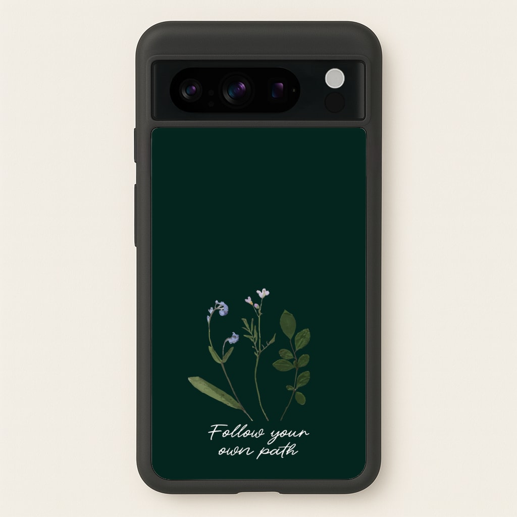 Follow Your Own Path Dark Green - Floral Phone Case for Google Pixel 8 Pro