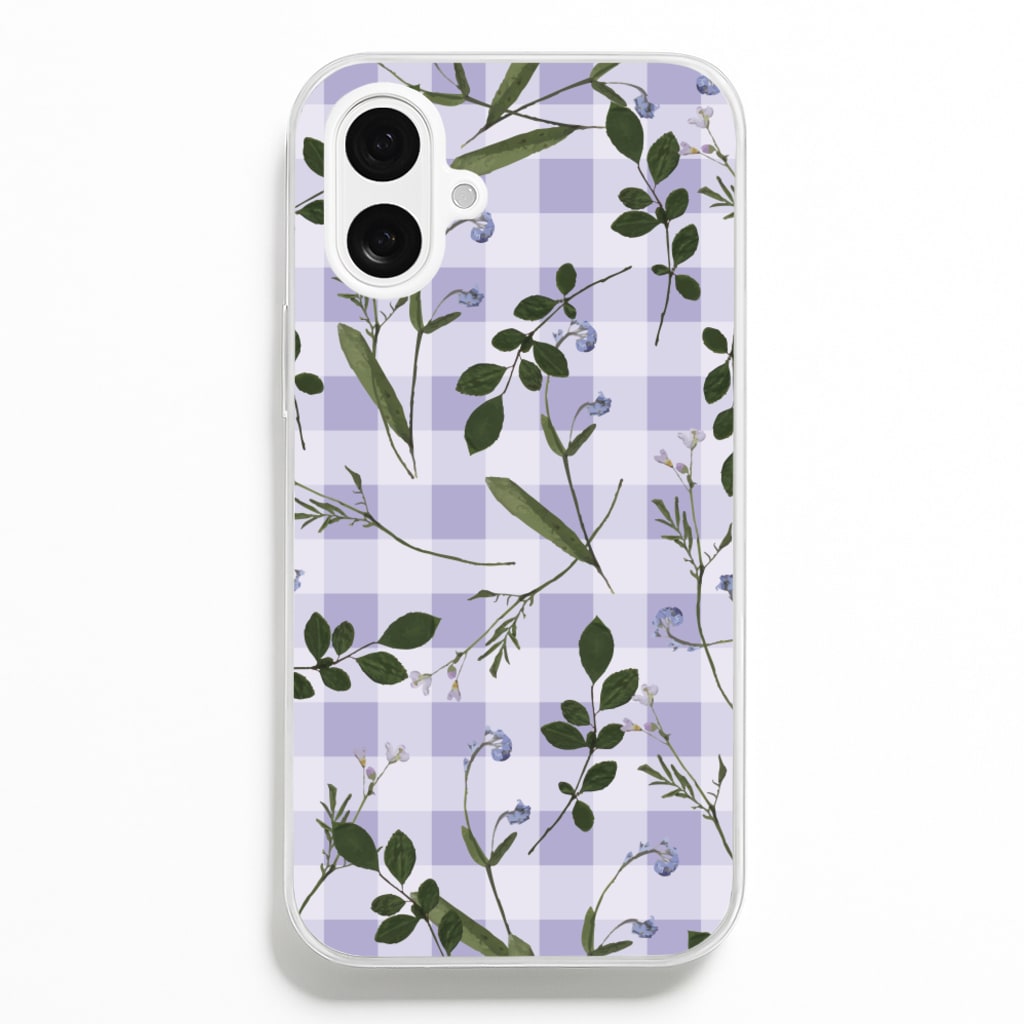 Checkered Pressed Flowers Pattern - Floral Phone Case for iPhone 16 Plus