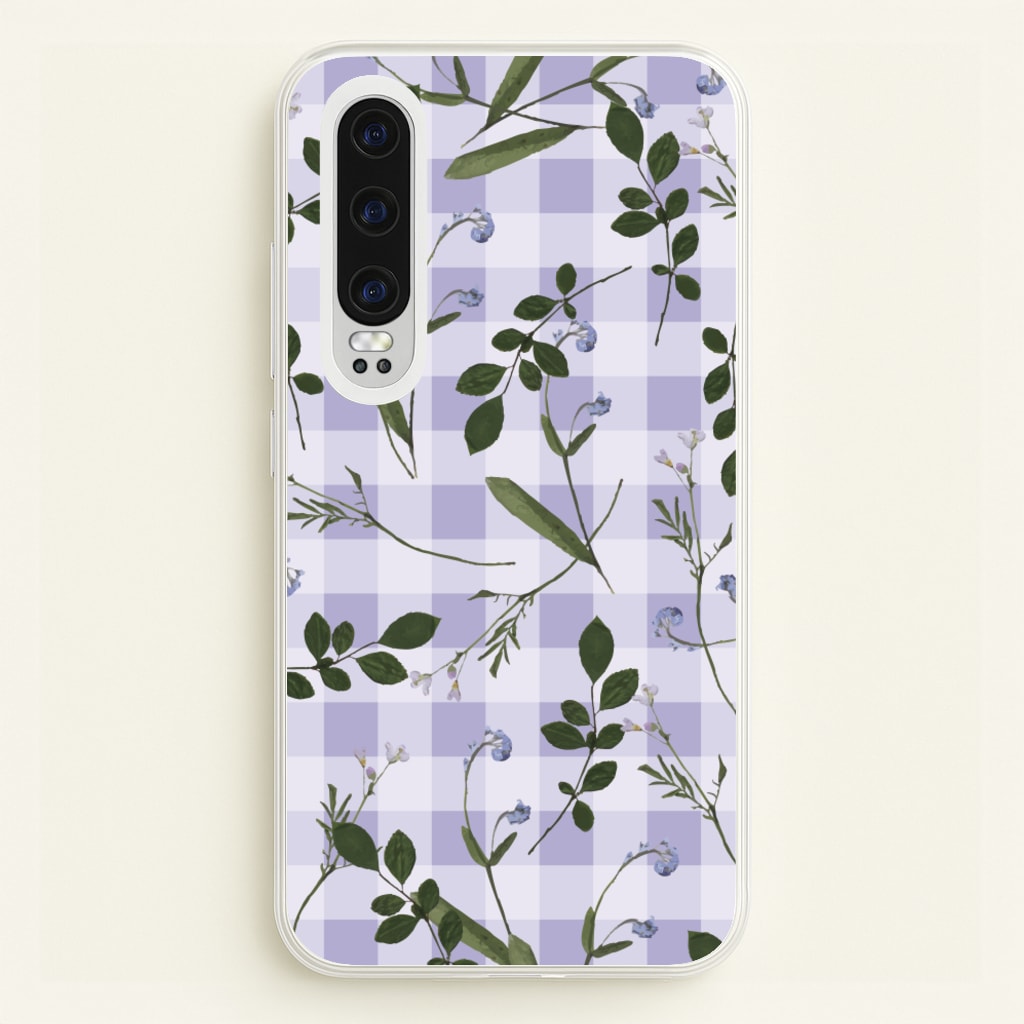 Checkered Pressed Flowers Pattern - Floral Phone Case for Huawei P30