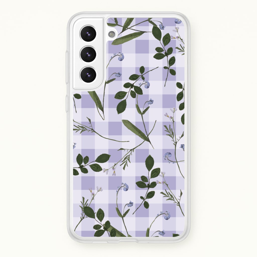 Checkered Pressed Flowers Pattern - Floral Phone Case for Galaxy S21FE