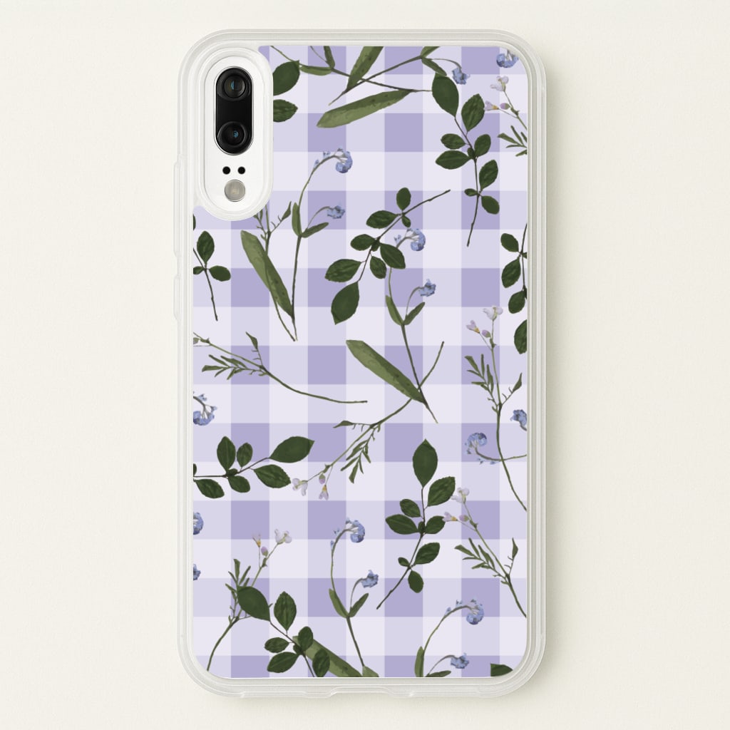 Checkered Pressed Flowers Pattern - Floral Phone Case for Huawei P20
