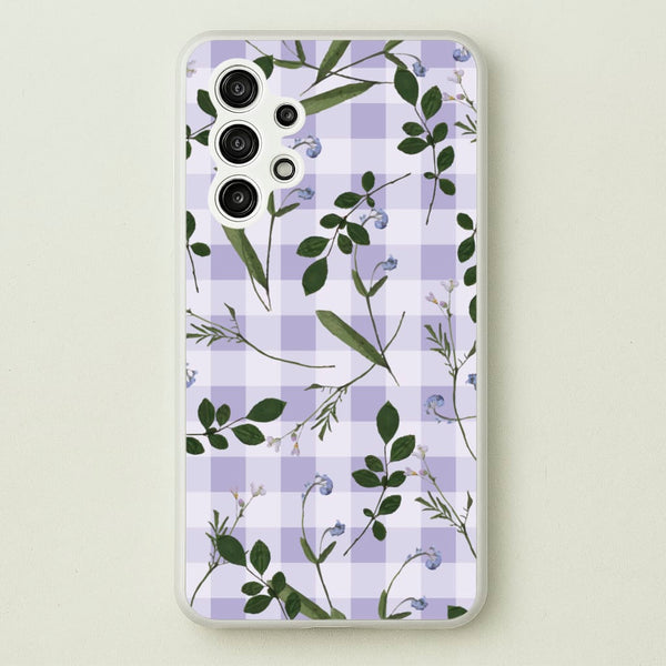 Checkered Pressed Flowers Pattern - Floral Phone Case for Galaxy A13