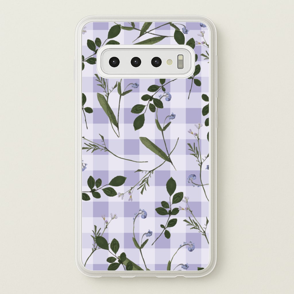 Checkered Pressed Flowers Pattern - Floral Phone Case for Galaxy S10 Plus