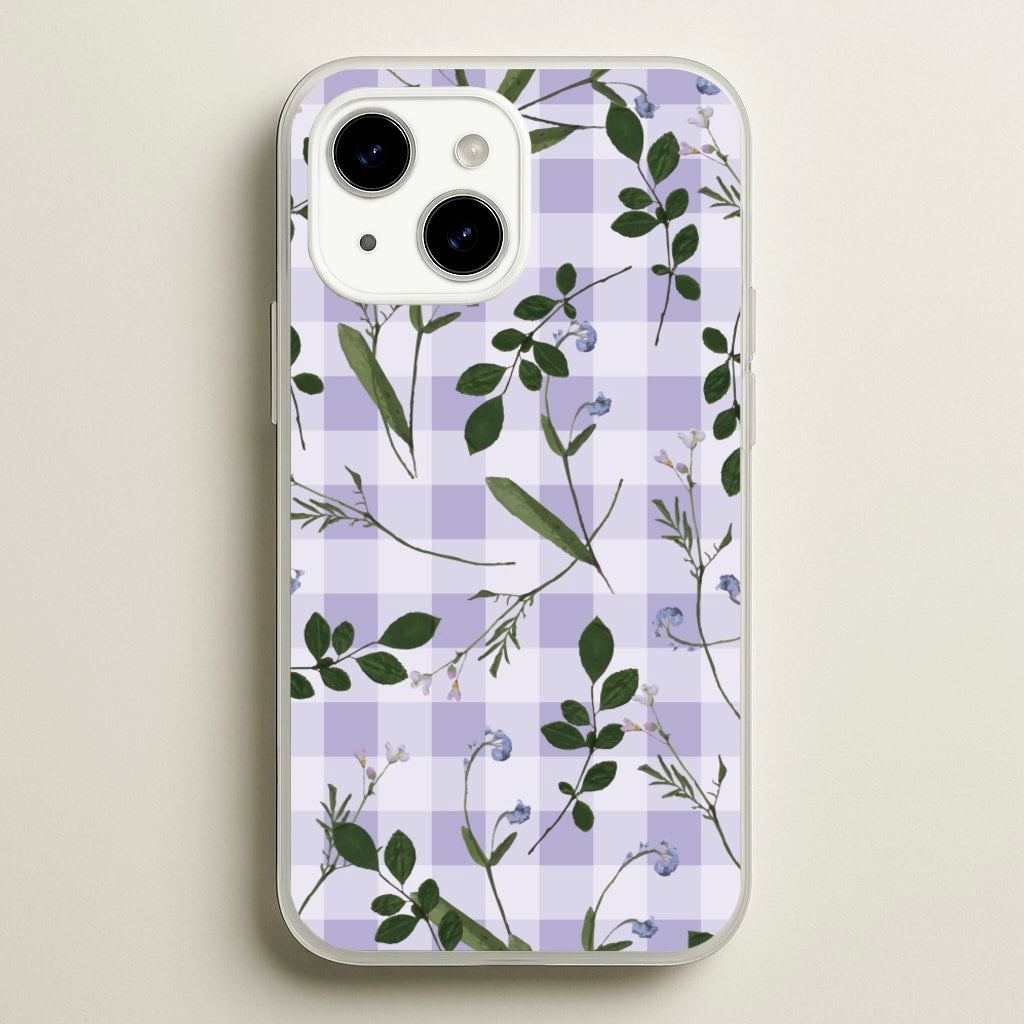 Checkered Pressed Flowers Pattern - Floral Phone Case for iPhone 14 Plus