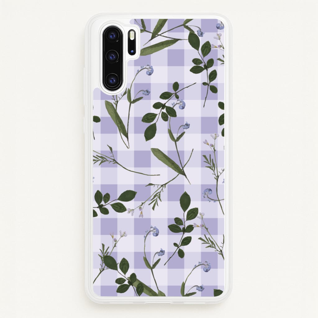 Checkered Pressed Flowers Pattern - Floral Phone Case for Huawei P30 Pro