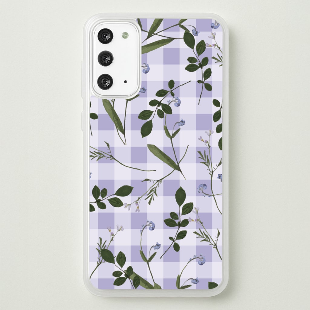 Checkered Pressed Flowers Pattern - Floral Phone Case for Galaxy Note 20